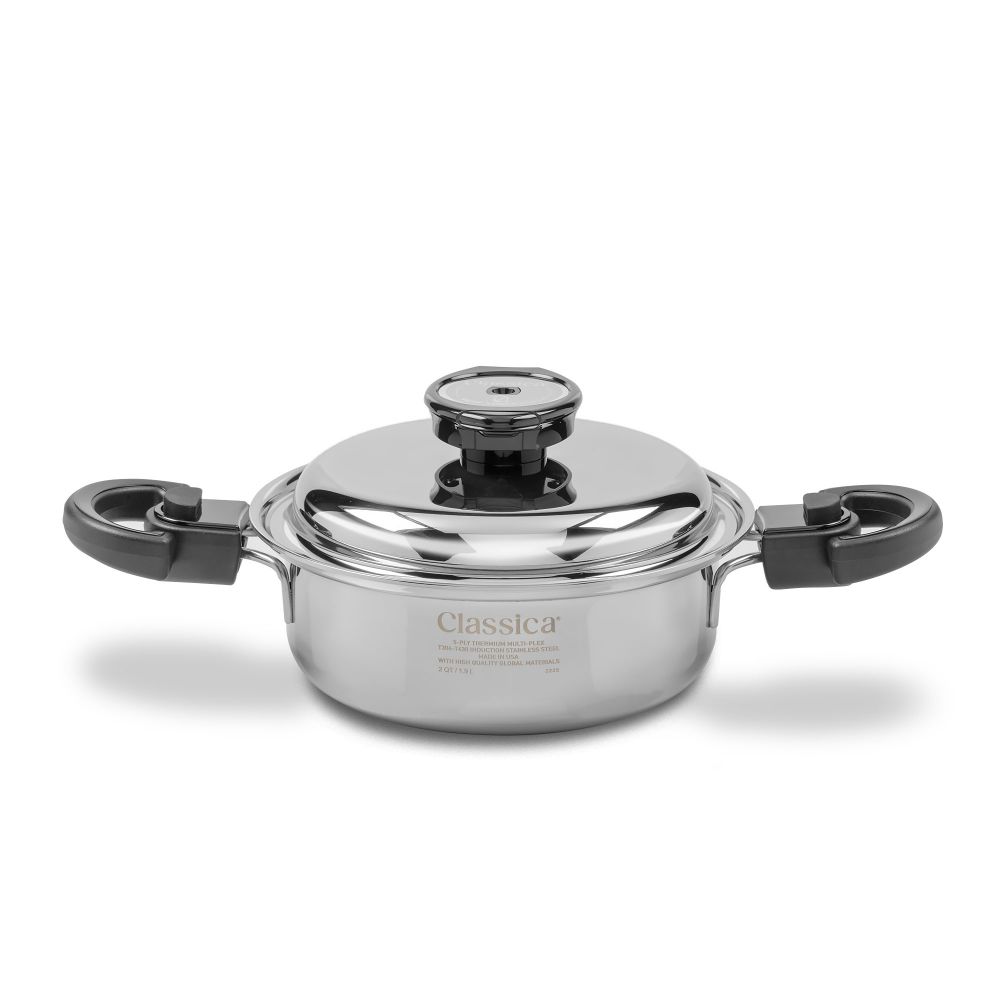 Olla baja de 2 Qt. con tapa.